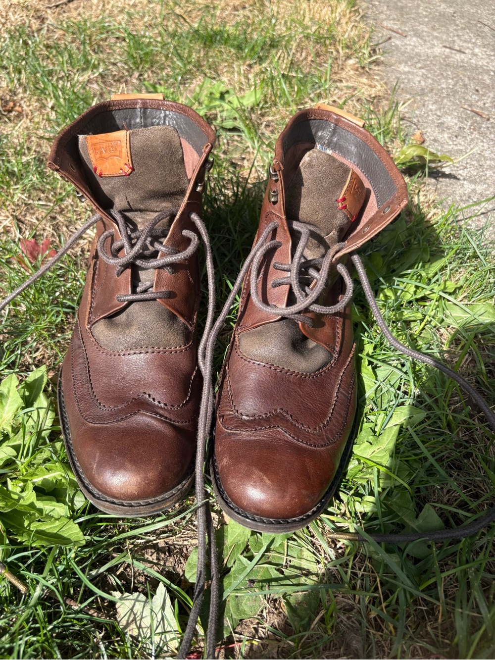 Levi's Brown Leather Wingtip Lace-Up Men's Boots